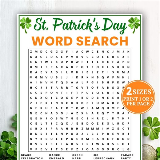St Patrick’s Day Word Search, St Patrick Activity, Word Search Puzzle for Kids and Adults, Classroom Activity, Word Find, Worksheet Games - Etsy
