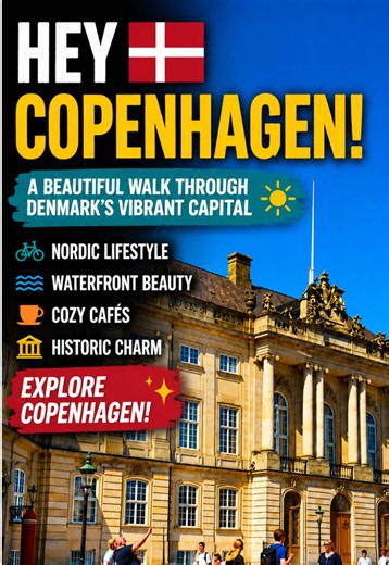 🇩🇰 Hey Copenhagen! Welcome to one of Europe’s most beautiful and vibrant capitals. Join me on a relaxing walk through Copenhagen, Denmark, where colorful streets, historic architecture, scenic canals, cozy cafés, and modern Scandinavian design come together. Discover the unique atmosphere that makes Copenhagen famous around the world. From charming waterfronts and lively city squares to elegant buildings and bicycle-filled streets, every corner of this city tells a story. #HeyCopenhagen #Copen