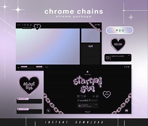 Gothic Chrome - Animated Minimal Stream Pack - Streaming Scenes - Twitch Overlays - Animated Screens - Twitch Panels - Stream - Aesthetic - Etsy