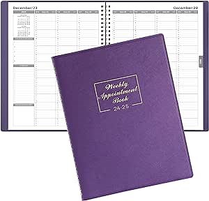 2024-2025 Weekly Appointment Book - Daily Planner 2024-2025 from JULY 2024 - JUNE 2025, 8.4" x 10.6", 15-Minute Interval, Flexible Leather Cover