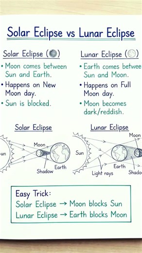 Short note solar and lunar eclipse | Science | Light and reflection #shorts #viral #science