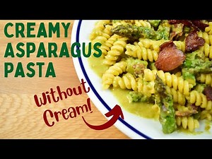 Creamy Asparagus Pasta (Without Cream!): A springtime primavera pasta with crispy guanciale