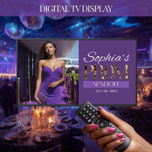 Prom Send off Screen, Frame TV Prom Screensaver, Purple Gold TV Display, Prom Night Digital Download, Editable Template - Etsy