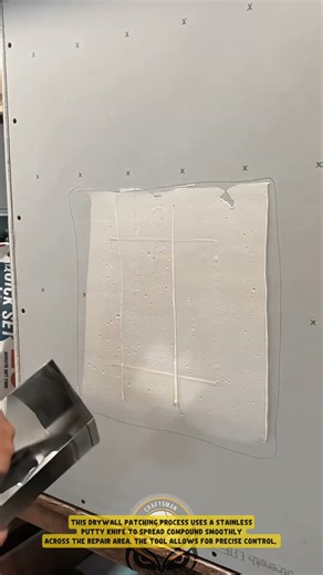Patching drywall surfaces using a stainless putty knife – Good Tools and Machinery in Daily Work