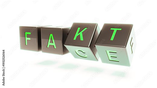 Fake news social media fact on white bg able to loop endless 4k