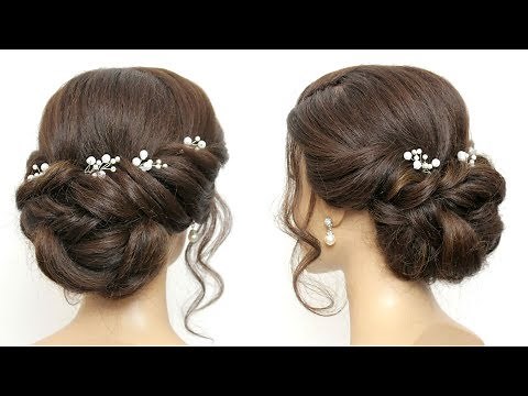 Easy Twisted Updo. Bridal Hairstyle For Long And Medium Hair
