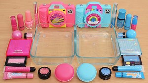 105K views · 3.3K reactions | Pink vs Blue - Same Same Edition - Mixing Makeup and Eyeshadow into Slime ASMR #asmr | Lena Slime and Makeup ASMR | Facebook