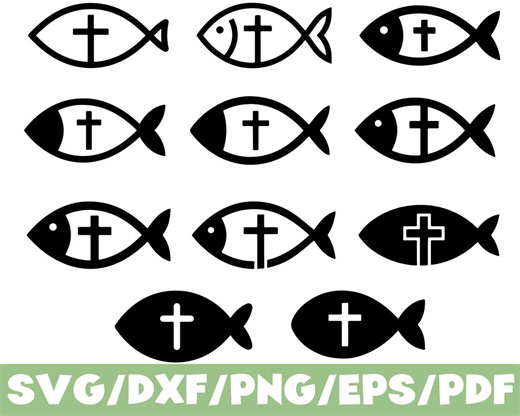 Christian Fish Cross SVG Silhouette Bundle Faith Ichthys Symbol Designs - Etsy