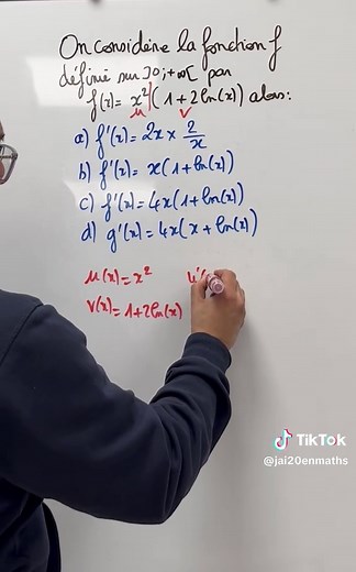 Dérivées et fonction ln(x) - QCM BAC Terminale Spé Maths