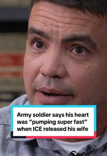 Sergeant First Class Jose Serrano, a 27-year U.S. Army veteran, said his heart “started pumping super fast” when ICE released his wife, Deisy Rivera Ortega. She was detained at an immigration appointment in April and held for weeks. Officials say she has a deportation order. CBS News’ @camiloreports sat down with the couple for their first interview since her release last week. #ICE #immigration #deportation #Army #veteran