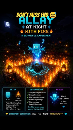 Allay at Night With Fire 😱 Most Beautiful Minecraft Experiment! #minecraft #trending #shorts