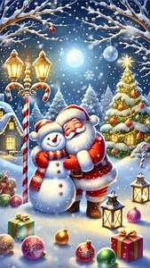 23K views · 3.2K reactions | Beautiful picture of Santa Claus with snowman in a winter wonderland #video #santaclaus #Christmas #christmasdecor #MerryChristmas | Madhu Vind | Facebook
