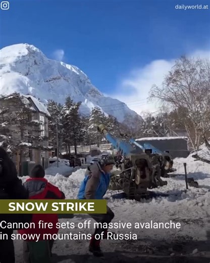 Daily World on Instagram: "A dramatic video shows a crew firing a cannon at a snow-covered mountain, triggering a powerful avalanche. While the visuals appear extreme, the blast is part of a controlled avalanche operation carried out by safety teams to prevent unpredictable snow slides. Such measures are used in high-risk mountain regions to protect lives, roads, and nearby settlements during heavy snowfall. 📍Russia 🌏World News Follow @dailyworld.at for verified global updates."