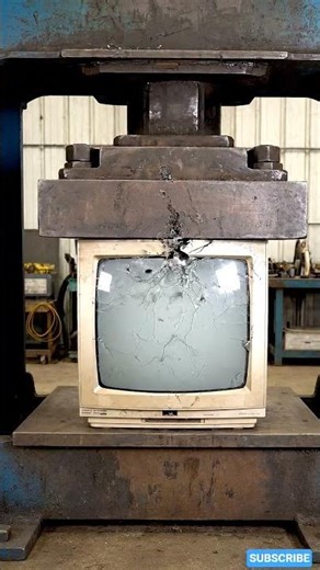 Old TV Explosion Under Hydraulic Press 📺💥 Shocking Crush Result 😱 #Shorts