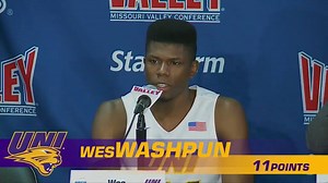 2.3K views · 159 reactions | One down, but more to go. It's UNI vs. Wichita State - 2:30 p.m. CT Saturday! Watch on CBS Sports Network or listen on Panther Sports Network (1540-AM KXEL) | UNI Men's Basketball | Facebook