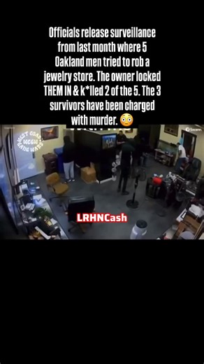 Voice Of The News on Instagram: "Officials release surveillance from last month where 5 Oakland men tried to rob a jewelry store. The owner locked THEM IN & k*lled 2 of the 5. The 3 survivors have been charged with murder. 😳 #lrhn #fyp #lrhncash"