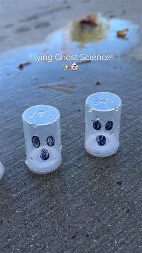 Desiree Blanchard, M.H.K | Sensory + Play + Development on Instagram: "👻✨ Flying Ghost Science! ✨👻 This spooky science activity will have your little ones giggling with excitement! Grab an old film canister, fill it halfway with water, and drop in a small piece of Alka-Seltzer. Quickly close the lid, give it a little shake (with your kiddo’s help!), and watch your ghost fly! 💨🎃 💡 How to make it: • Decorate your film canister with a black permanent marker — draw ghostly faces! 👀 • Fill half