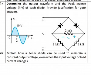 2aDetermine the output waveform and the Peak Inverse Voltage (P... | Filo