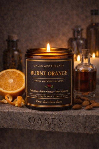 Burnt Orange Scented Candle – Dark Rum, Chocolate, Almond, Valentine's Day - Etsy