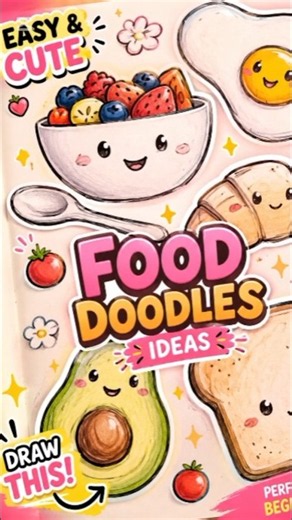 Easy & Cute Food Doodles 🍳🥐 Drawing Ideas for Beginners ✨ #doodle #drawing