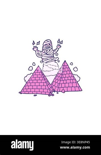 radioactive glowing animation of cartoon mummy and pyramids Stock Video Footage - Alamy