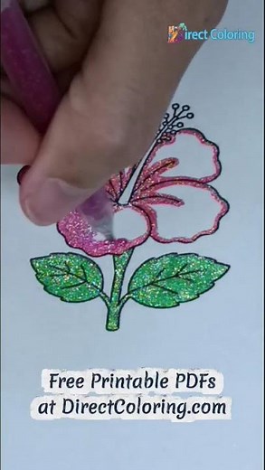 Sparkly Hibiscus Coloring 🌺✨ Bright & Beautiful!