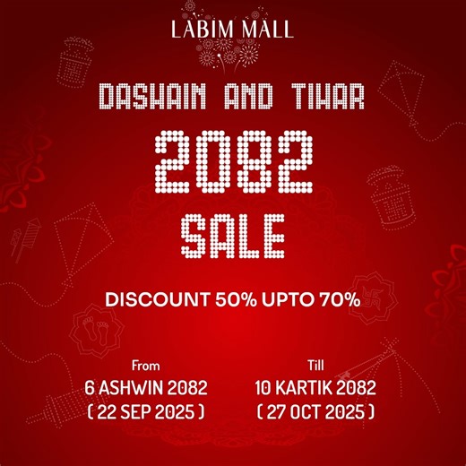 1.3K views |  Make your Dashain & Tihar 2082 brighter with 50–70% OFF at Labim Mall.  Enjoy unbeatable offers and endless celebration vibes only at Labim Mall!  #labimmall #LabimDashain2082 #dashainandtiharoffer #DiscountShopping | LABIM MALL | Facebook