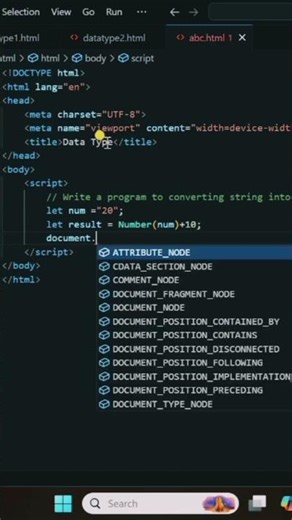 converting number into string 🔥 #coding #webdeveloper