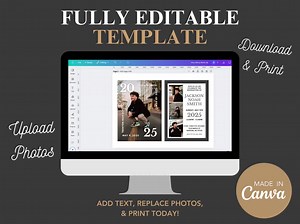 Canva Graduation Card With Photo Template Printable Grad Invitations Editable - Modern Grad Corners - 5x7 Instant Download Digital Prints - Etsy UK