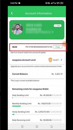 Easypaisa IBAN Number check in Mobile #easypaisa_iban_number #check_iban_number_easypaisa #youtube