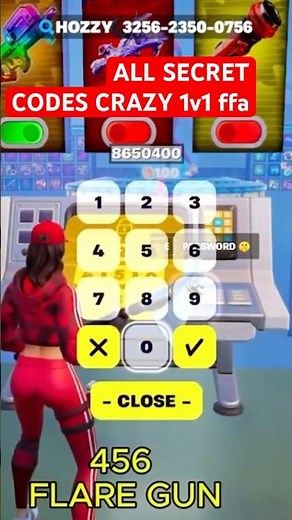 CRAZY 1V1 FFA ALL GUNS & RIDES MAP FORTNITE CREATIVE hozzy - ALL SECRETS FLARE GUN 456 code #shorts