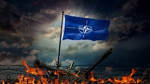 Nato Flag With War Cinematic Look Stock Motion Graphics SBV-351338407 - Storyblocks