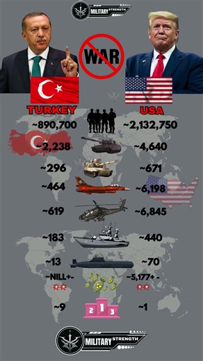 Turkey 🇹🇷 vs USA 🇺🇸 Military Power Comparison 2025