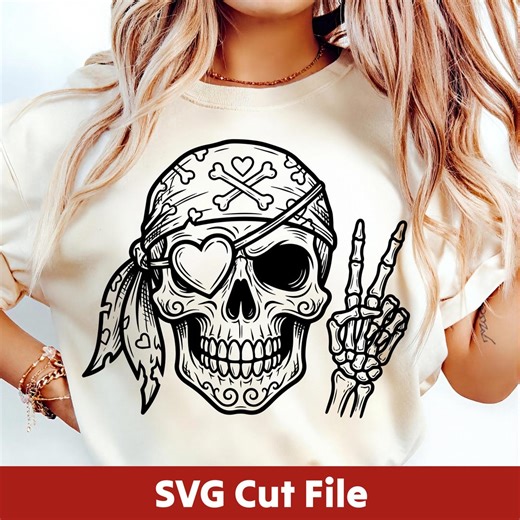 Heart Skull Peace Sign SVG | Love Skull Cut File for Cricut | One Color_dxf PNG JPG | Valentine Gothic Skull Art Download Love Peace Hearts! - Etsy