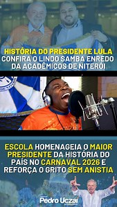 11K views · 59K reactions |  OLE OLE OLE OLÁ, LULA, LULA! Quem aí já ouviu o samba-enredo da @academicosdeniteroi em homenagem ao presidente @lulaoficial. Como diz a música: Revolucionário é saber escolher os seus heróis! ✅ Estamos do lado certo, do lado do povo! | Pedro Uczai | Facebook