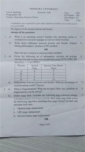 OS Exam मा पक्का आउने Questions 🔥 (Don’t Miss) #shorts