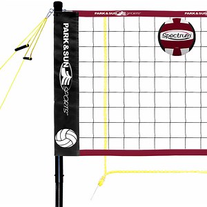 Spiker Pro Complete Portable Outdoor Volleyball Net System With New And Exclusive Hybrid Telescoping Aluminum and Steel Poles