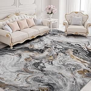 9x12 Area Rugs for Living Room, Modern Abstract Rug for Bedroom, Contemporary Machine Washable Rug, Large Stain Resistant Carpet for Dining Room Playroom Nursery Room, Pet & Kids Friendly