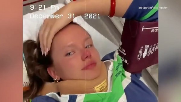 Alli Simpson starts her year in hospital after breaking neck