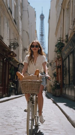 Old Street Serenity: A Beautiful Woman’s Bicycle Ride Through Timeless Lanes #shorts