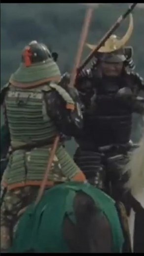 Ten to Chi to (天と地と) Horse Duel Scene - Uesugi Kenshin (black armor) vs Usami Sadayuki (green armor)