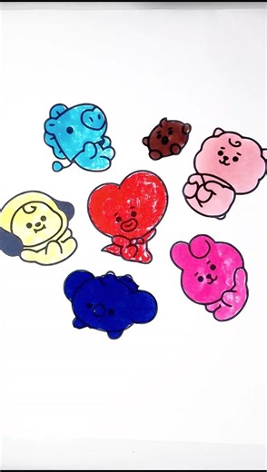 Colouring BTS Chibi Characters 💜🎨 #bts #bt21 #kpop #coloring #shorts