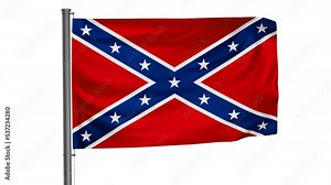 Confederate States of America Battle flag waving in the wind cycle looped video with alpha mask