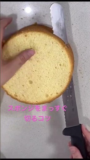 ルーラーなしでスポンジをまっすぐに切る方法 ドイツ人マイスター直伝! #shorts #スポンジ切り方