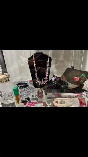 Thiery Mugler Alien Perfume Large $65-/Small $30- Tiffany & Co. Mesh Bangle $285-/Ring Size 5 $175- Silver Beaded Bag $65- Black Gold Glitter Bow Belt Size XS $40- Louis Vuitton Brown Monogram Cherry Pochette $895- “AS IS” (No Strap) Baccarat Crystal Gavel $125- (Etched) Waterford Platinum Red Ribbon Bone China Luncheon Plates 9”D $400- Set of 8 Navy Rhinestones Metal Earrings Kenneth J. Lane $195- Vintage Rare Lavender Coral Branch Necklace $200- Art Deco Cuff & Pin Set $65- Art Deco Set of 2 P