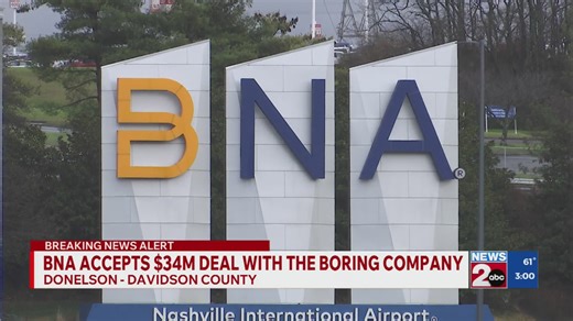 Nashville International Airport accepts $34M deal with The Boring Company