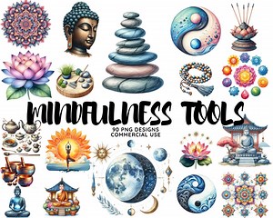 Watercolor Meditation Clipart: Buddha, Lotus Flower, Yoga PNG (digital Download) - Etsy