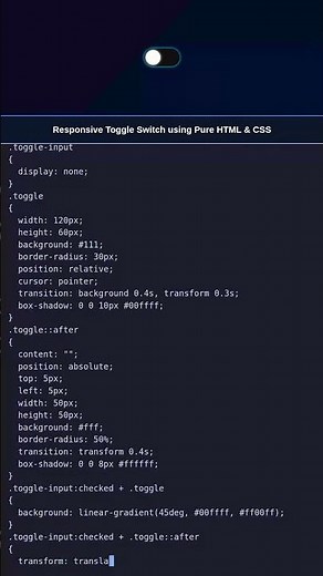 Awesome Toggle Switch | Pure HTML & CSS #webdev #htmlcss #coding