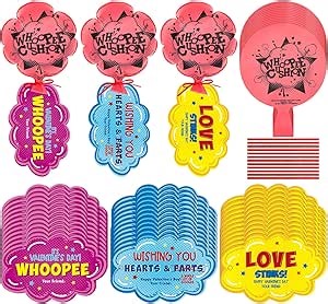 Shappy 12 Set Valentines Whoopee Cushions 6 Inch Self Inflating Mini Whoopie Cushion with Love Stinks Cards Valentine's Day Fart Prank Toys Classroom Exchange Joke or Gag Gifts