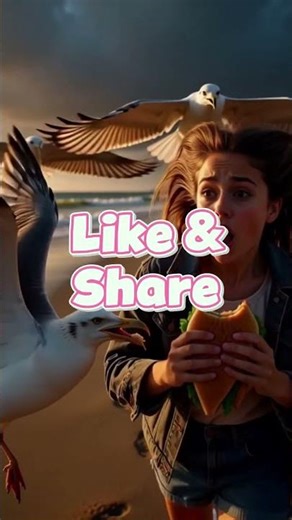 Seagull Attack → Cute Friendship Ending 🕊️💖#AnimalLover #Seagull#FunnyShorts #CuteAnimals#FoodFight